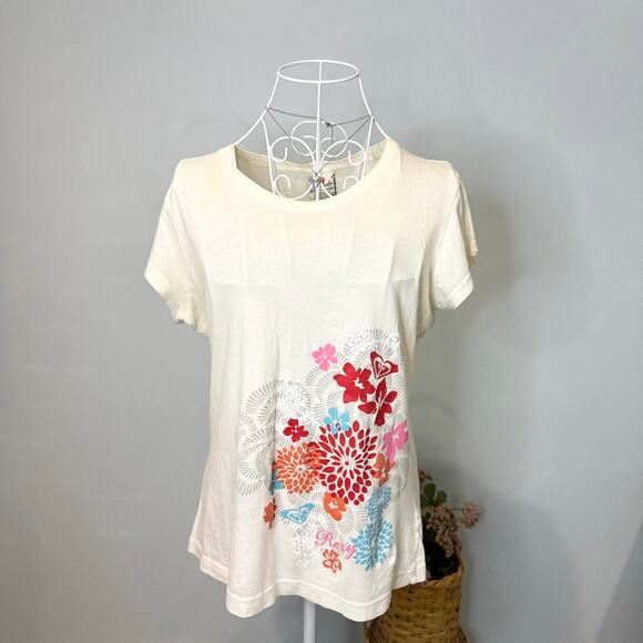 Cute vintage y2k Roxy floral logo t-shirt - Picture 2 of 8